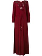 Tory Burch - Embroidered Flower Maxi Dress - Women - Silk - Vi, Red, Silk