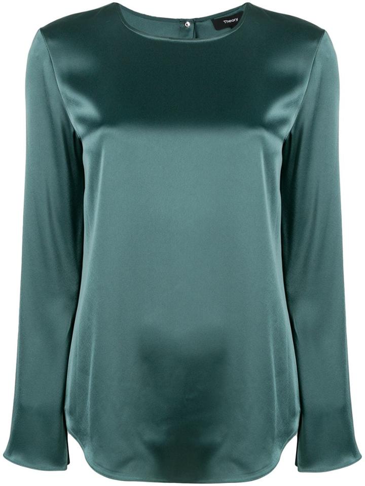Theory Sheen Boxy Blouse - Green