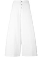 See By Chloé Wide Leg Cropped Trousers, Women's, Size: 40, White, Cotton