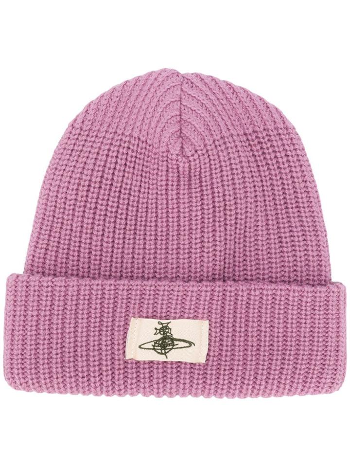 Vivienne Westwood Ribbed Knit Beanie - Pink