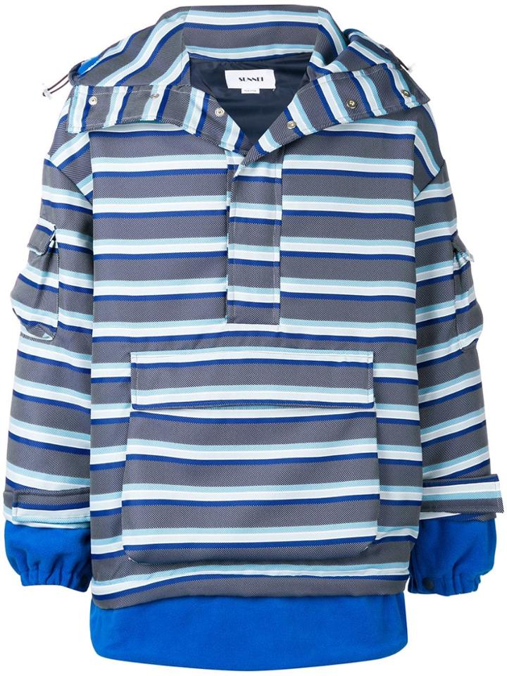 Sunnei Striped Hooded Jacket - Blue
