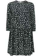 Barba Dot Print Flared Dress - Black