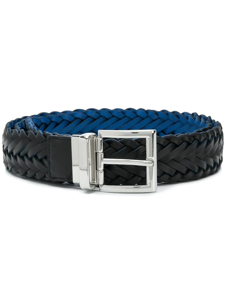 Prada Woven Buckled Belt - Black