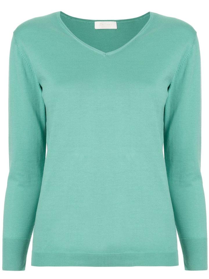 Ballsey Knitted V-neck Top - Green