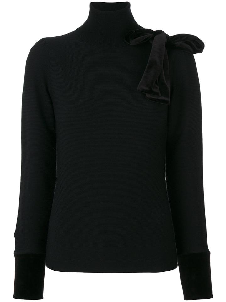 Emporio Armani Mock Neck Pullover With Bow - Black