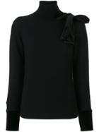 Emporio Armani Mock Neck Pullover With Bow - Black