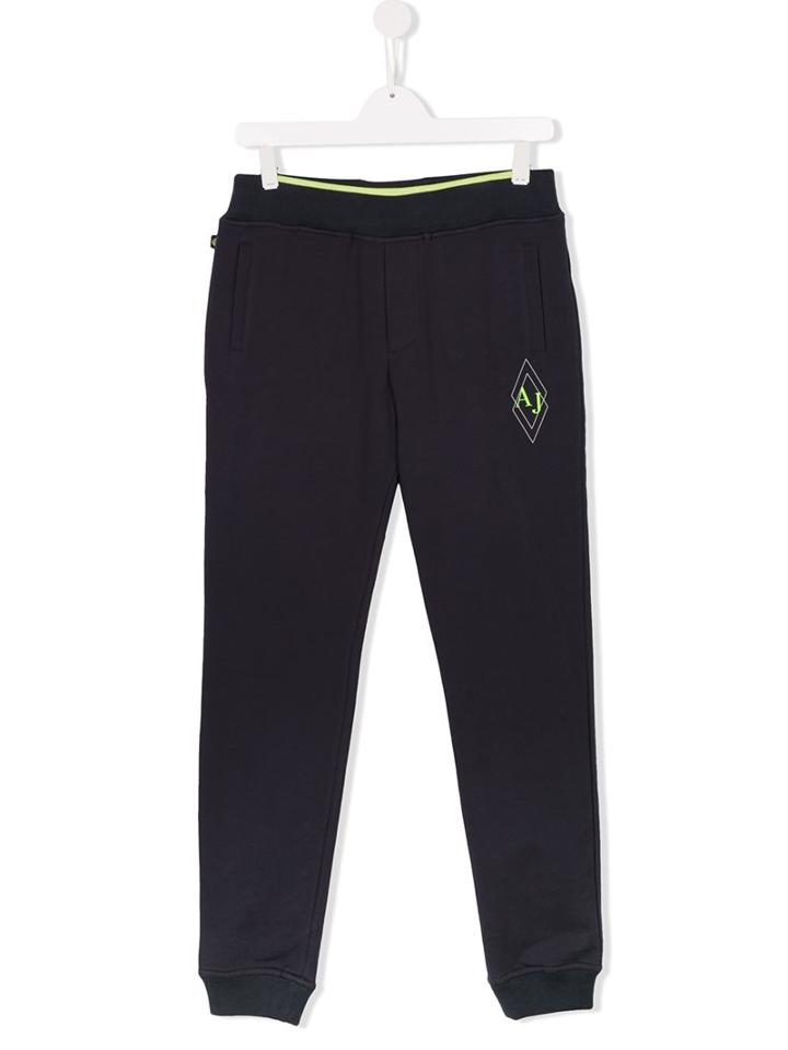 Armani Junior Logo Patch Track Pants, Boy's, Size: 13 Yrs, Blue
