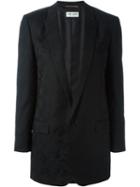 Saint Laurent Camouflage Intarsia Blazer, Women's, Size: 38, Black, Silk/wool