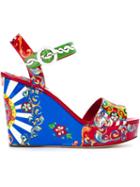 Dolce & Gabbana Carretto Siciliano Print Wedge Sandals