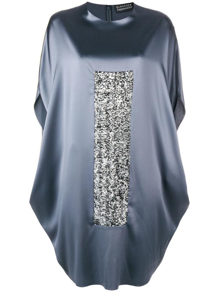 Gianluca Capannolo Oversized Sequin Panel T-shirt Dress - Grey
