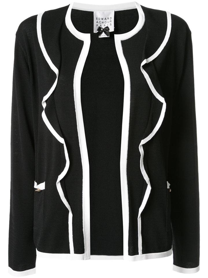 Edward Achour Paris Ruffle Detail Cardigan - Black