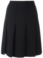 Emilio Pucci Frayed Edge Pleated Skirt, Women's, Size: 44, Black, Virgin Wool