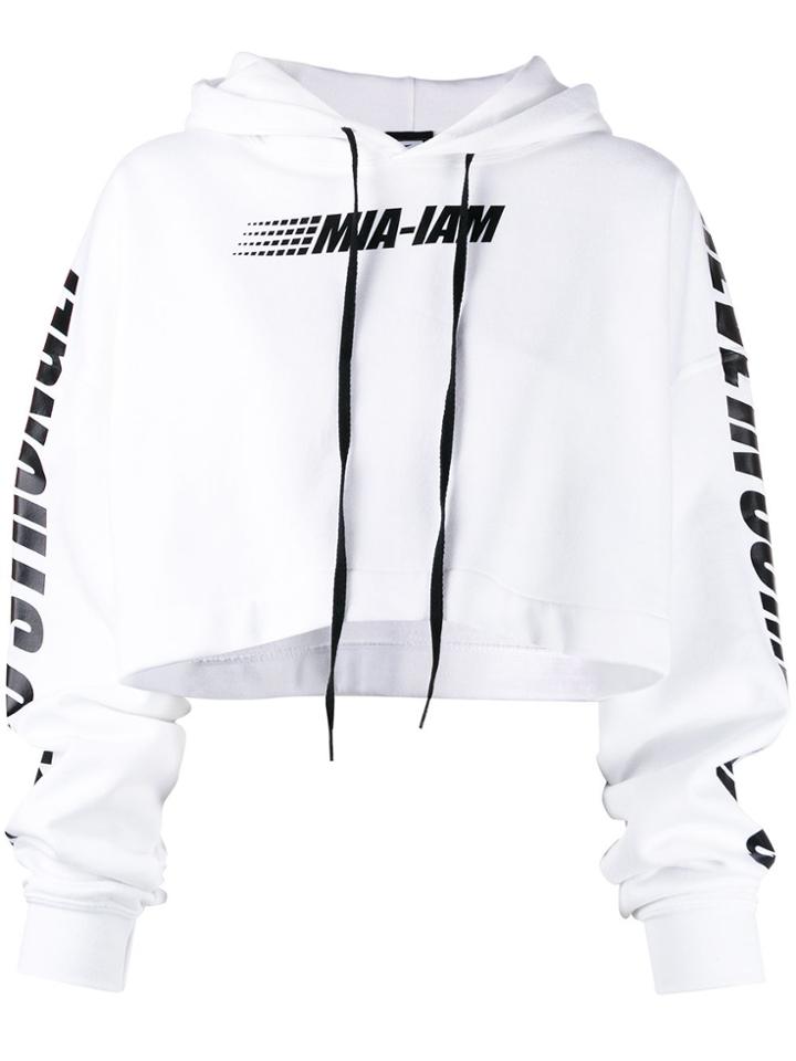 Mia-iam Oversized Cropped Hoodie - White