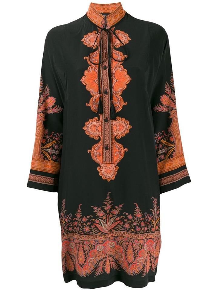 Etro Printed Silk Midi Dress - Black