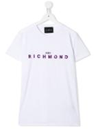John Richmond Junior Sequin-embroidered Logo T-shirt - White