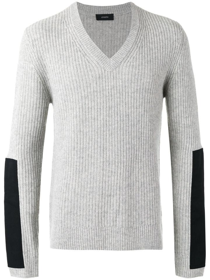 Joseph Contrast Patch Jumper, Men's, Size: Large, Grey, Cashmere
