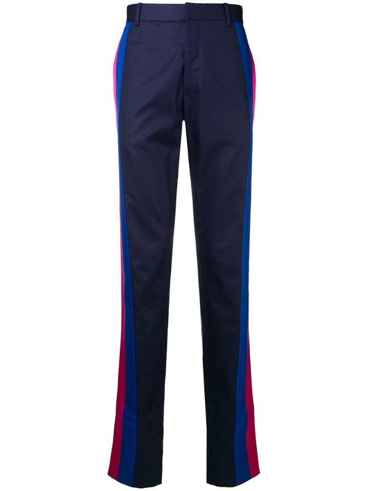 Alexander Mcqueen Striped Panel Trousers - Blue