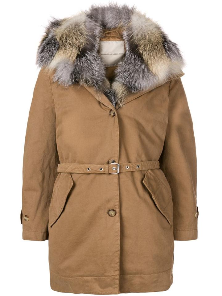Ermanno Scervino Belted Fur Coat - Brown