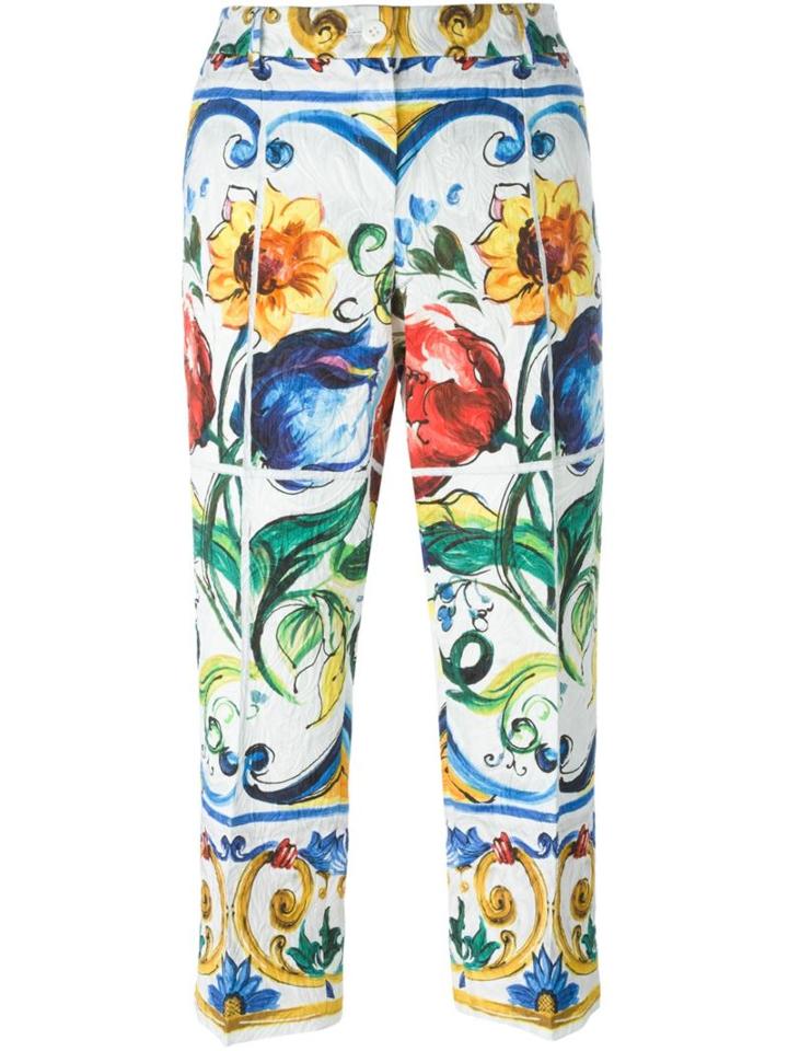 Dolce & Gabbana Majolica Print Brocade Trousers