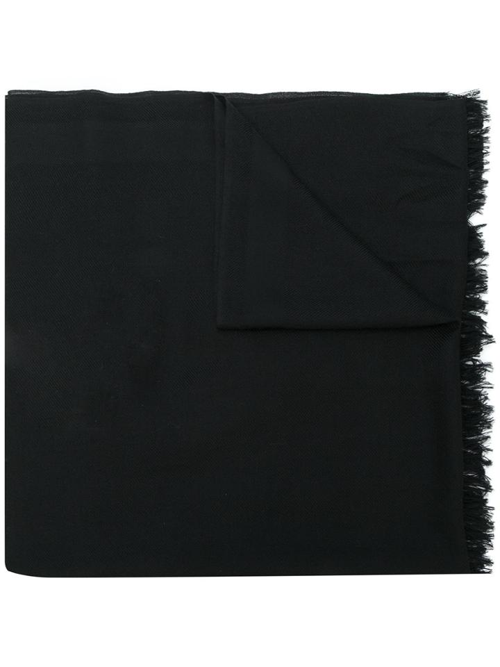 Valentino Long Raw Edge Scarf - Black