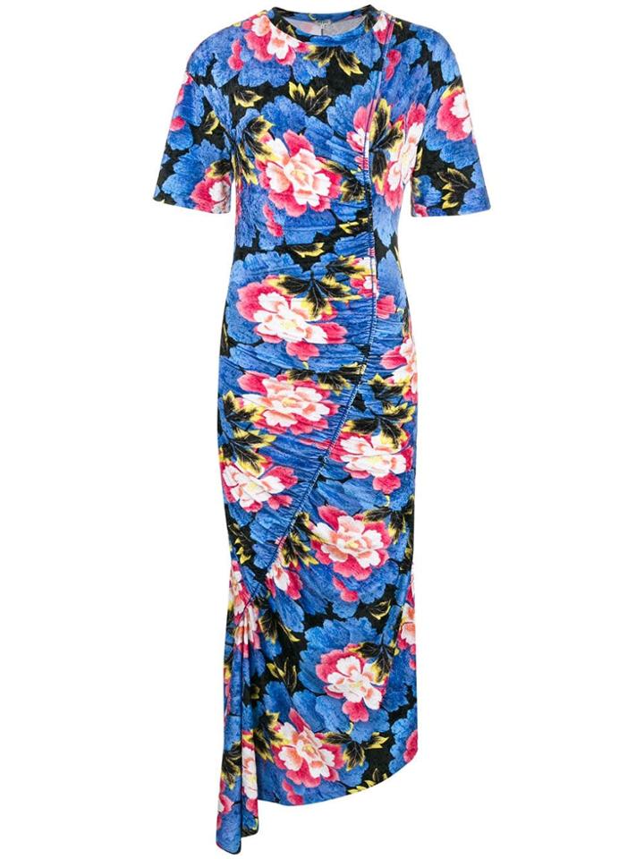 Kenzo Velvet 'indonesian Flower' Dress - Blue