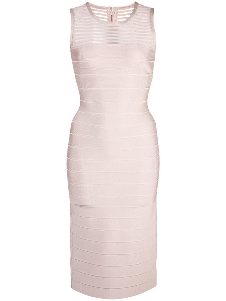 Hervé Léger Midi Fitted Dress - Brown