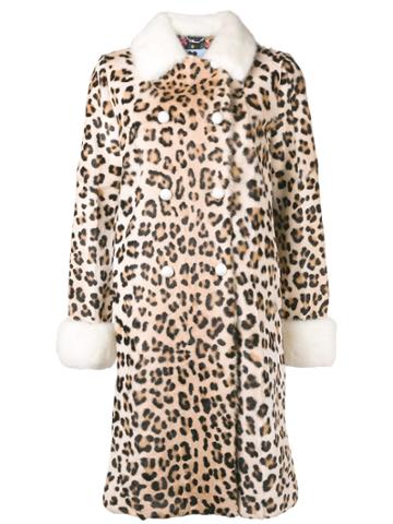 Blumarine Contrast-trim Leopard Print Fur - Nude & Neutrals