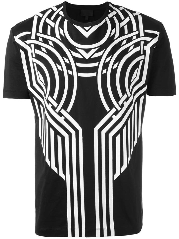 Les Hommes Geometric Print T-shirt, Men's, Size: Xl, Black, Cotton