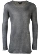 Avant Toi Round Neck Longsleeved T-shirt, Men's, Size: Xl, Grey, Linen/flax/polyamide