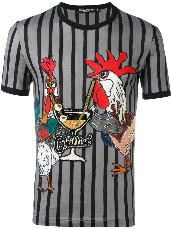 Dolce & Gabbana Rooster Print T-shirt - Grey