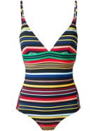 Stella Mccartney - Striped Swimsuit - Women - Polyamide/polyester/spandex/elastane - L, Blue, Polyamide/polyester/spandex/elastane