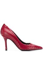 Marc Ellis Snakeskin Effect Pointed Pumps - Red