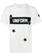 Uniform Experiment Star Print T-shirt, Men's, Size: 3, White, Cotton/polyester/acrylic