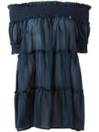 Twin-set Off-shoulder Blouse, Women's, Size: 44, Blue, Cotton/silk