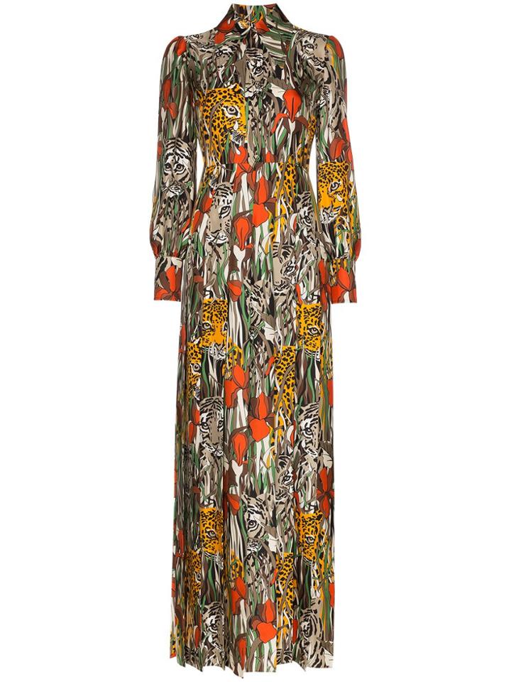 Gucci Gucci Clrd Ls Btn Frnt Drs Max Grdn Prnt - Orange