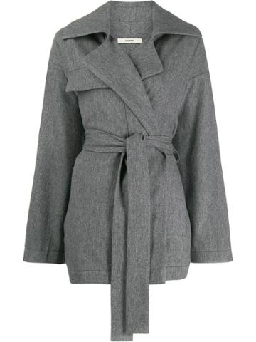 Odeeh Belted Oversized Coat - Grey