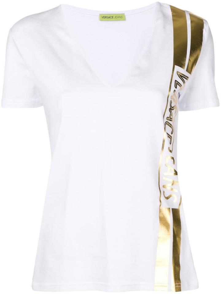 Versace Jeans Metallic-effect Logo Band T-shirt - White