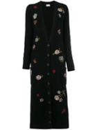 Red Valentino - Floral Cable Knit Cardigan - Women - Polyamide/viscose/angora/wool - S, Black, Polyamide/viscose/angora/wool