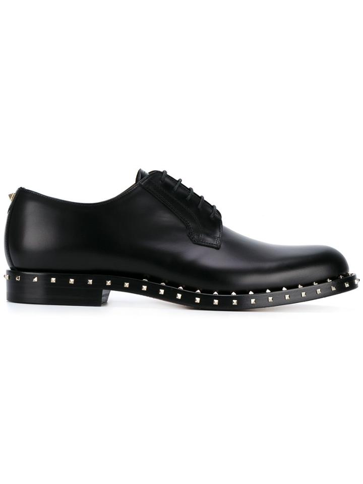 Valentino Garavani Black Rockstud Derby Shoes