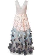 Marchesa Notte Floral Applique Dress, Women's, Size: 6, Pink/purple, Nylon
