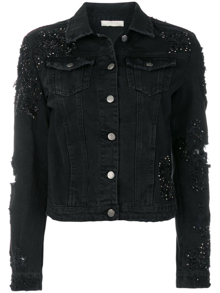Amen Ripped Beaded Denim Jacket - Black