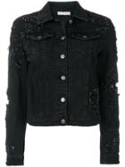 Amen Ripped Beaded Denim Jacket - Black