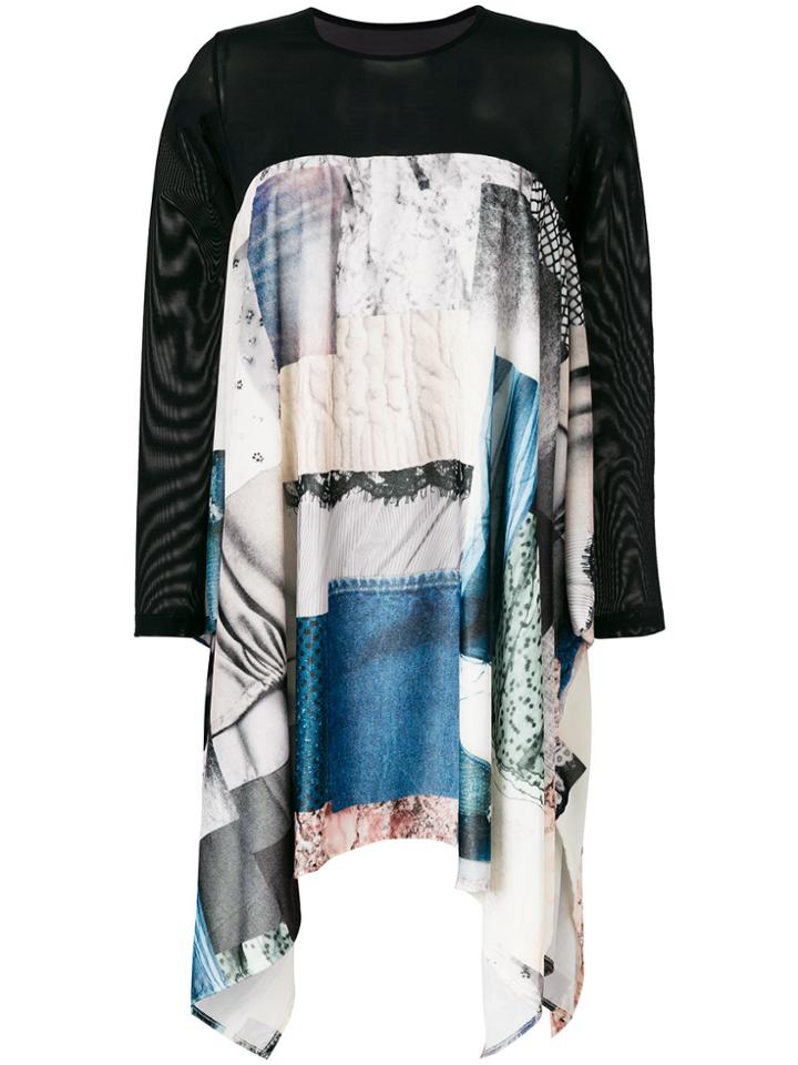 Mm6 Maison Margiela Patchwork Asymmetric Dress - Blue
