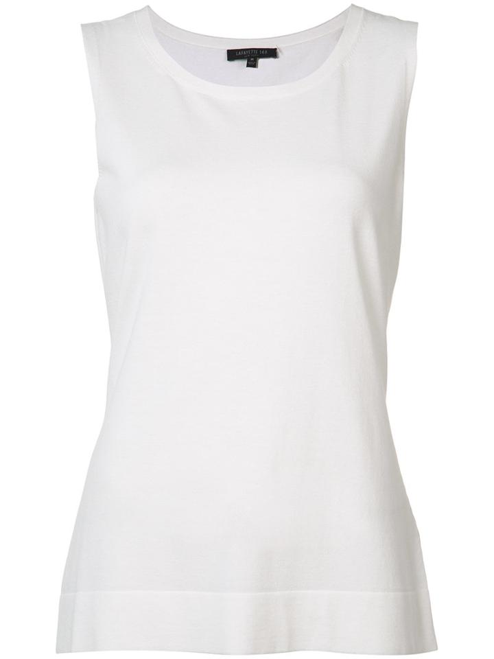 Lafayette 148 Scoop Neck Tank Top, Women's, Size: Medium, White, Cotton