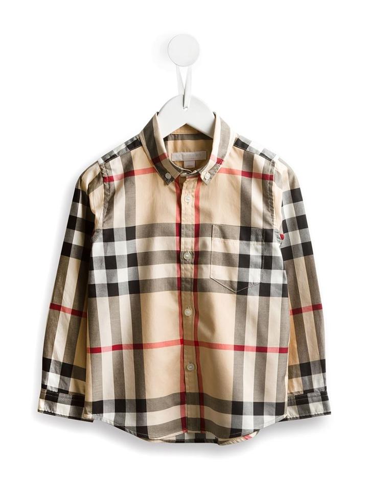 Burberry Kids House Check Button Down Shirt, Boy's, Size: 7 Yrs, Nude/neutrals