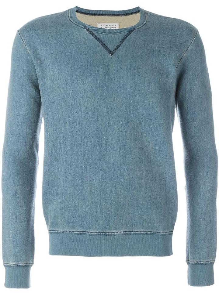 Maison Margiela Elbow Patch Sweatshirt, Men's, Size: 54, Blue, Cotton/spandex/elastane/leather