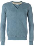 Maison Margiela Elbow Patch Sweatshirt, Men's, Size: 54, Blue, Cotton/spandex/elastane/leather