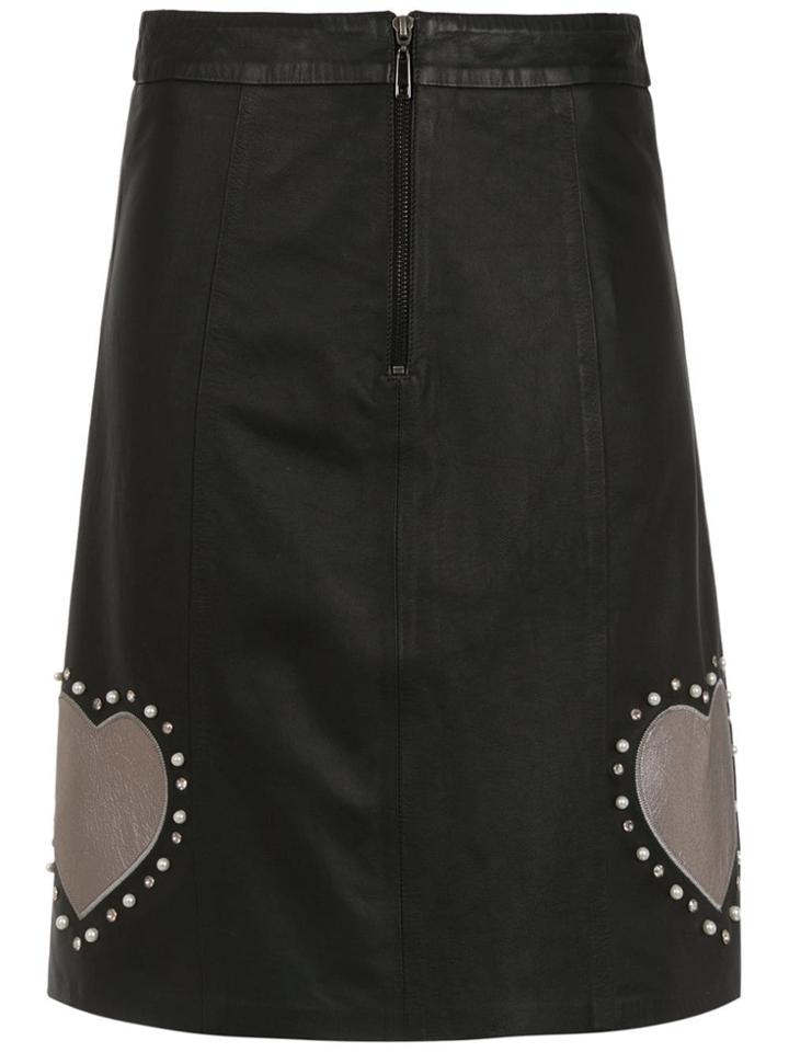 Andrea Bogosian Embellished Leather Skirt - Black