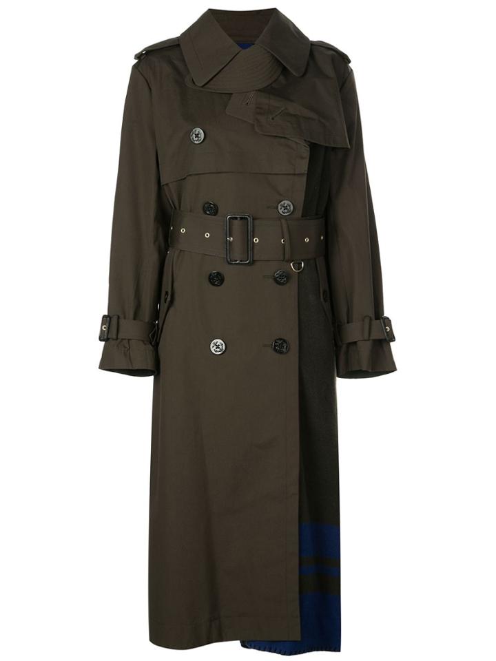 Sacai Belted Trench Coat - Green
