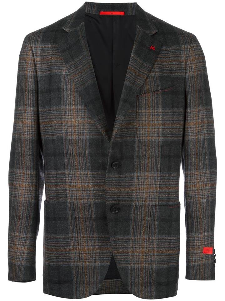 Isaia Checked Blazer, Men's, Size: 56, Wool/cashmere